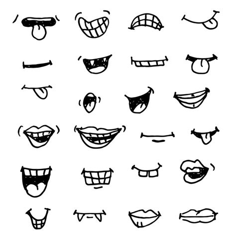 vector hand drawn cartoon smiles collection  vector art  vecteezy