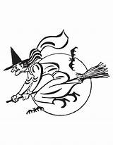 Witch Flying Coloring sketch template