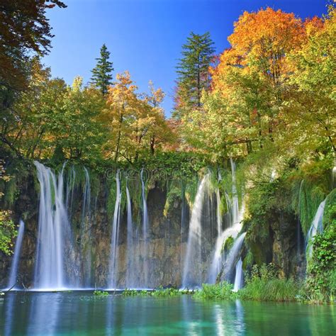 plitvicemeren van kroatie nationaal park  de herfst stock afbeelding image  europa vers