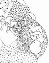 Coloring Pages Pregnant Pregnancy Graphic Mom Mother Hippie Baby Kunst Drawing Geburt Birth Women Child Colouring Printable Adult Sheets Getcolorings sketch template