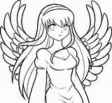 Coloring Anime Pages Angel Drawing Printable Angels Girl Japanese Cute Print Animel Simple Warrior Animation Color Colouring Unique Style Sheets sketch template