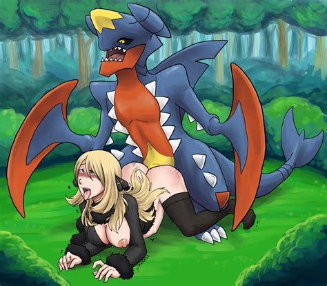 rule 34 all fours blonde hair blush breasts clothing cynthia pokemon female from behind hair