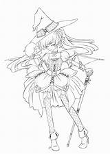 Halloween Anime Lineart Witch Queen Coloring Deviantart Pages Girl Coloriage Drawing Printable Witches Demon Adult Manga Drawings Colorier Line Cute sketch template