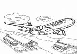 Coloring Pages Airport Jumbo Colouring Jet Aircraft Carrier Aeroplane Planes Plane Getcolorings Print Color Printable Four Engines sketch template