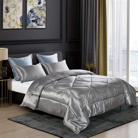 kinbedy luxury  piece satinsateen silky comforter set bedding collection  ebay