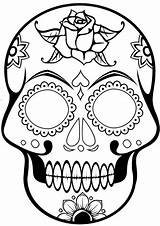 Skull Sugar Coloring Skulls Pages Calavera Printable Simple Drawing Cool Dia Muertos Los Crown Color Clipart Dead Pirate Template Draw sketch template