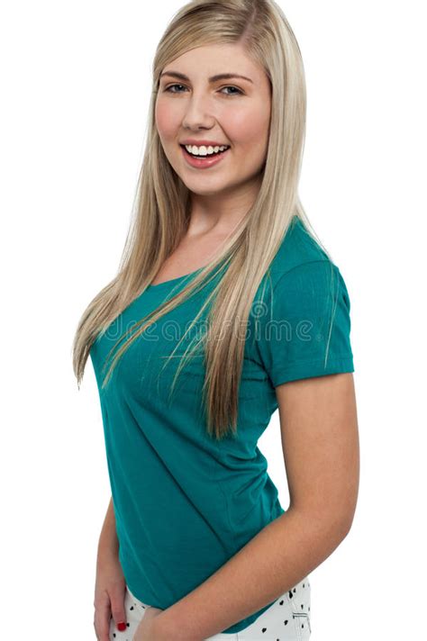 pretty teen blonde dressed in casuals stock image image of half femininity 31202983