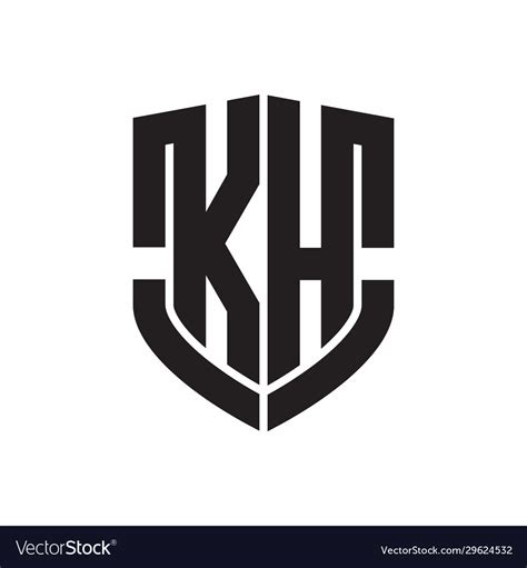 kh logo monogram  emblem shield shape design vector image