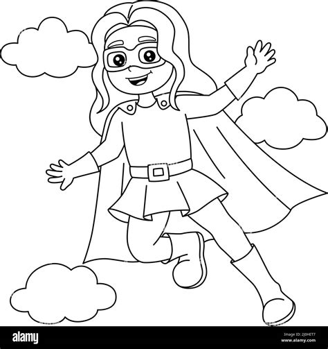 superhero girl coloring page  kids stock vector image art alamy