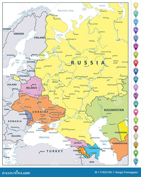 de politieke kaart van oost europa en kaartwijzers vector illustratie illustration