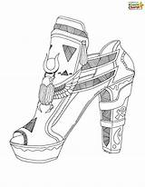 High Heel Coloring Shoe Kids Pages Heels Color Adults Comments sketch template