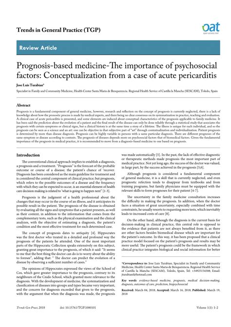 prognosis based medicine  importance  psychosocial factors conceptualization