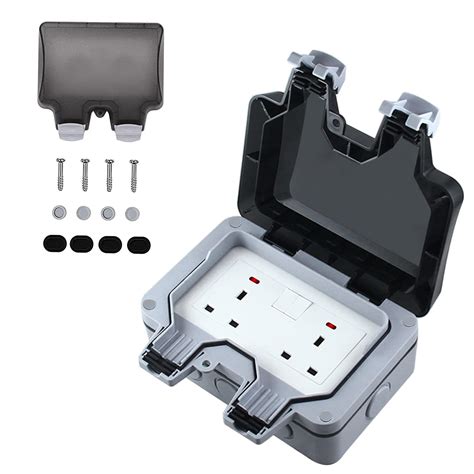 buy timland outdoor waterproof double socket wall electrical outlets