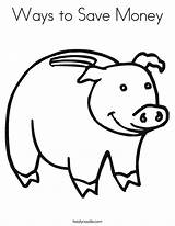 Coloring Pages Bank Piggy Money Pink Worksheet Color Ways Saving Pig Coins Dollar Sign Print Noodle Count Twisty Getdrawings Drawing sketch template