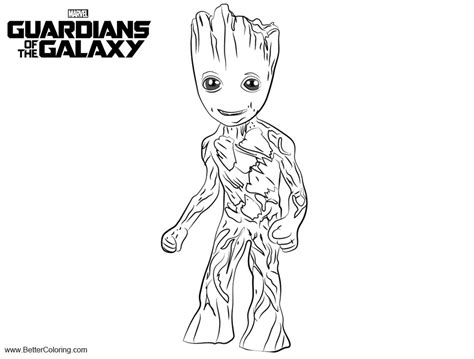 guardians   galaxy coloring pages baby groot  printable