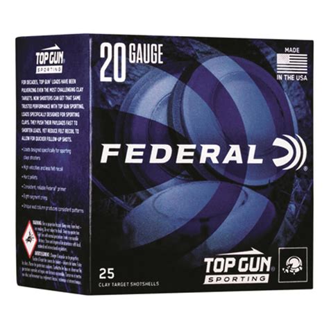 Federal Top Gun Target Load 20 Gauge 2 3 4 7 8 Oz 250 Rounds