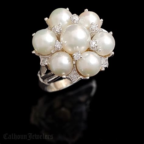 pearl cluster ring calhoun jewelers