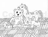 Coloring Adult Stuffed Animal Teddy Patchwork sketch template