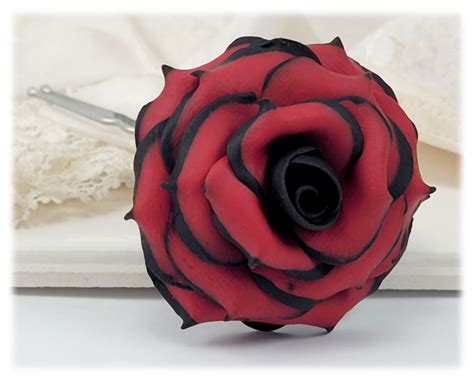 Black Tipped Red Rose Hair Flowers Black And Red Flowers