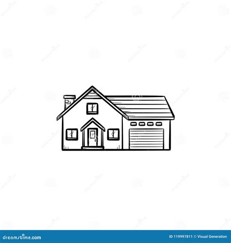 suburban house hand drawn outline doodle icon stock vector