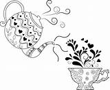 Tea Coloring Cup Pot Drawing Pages Wecoloringpage sketch template