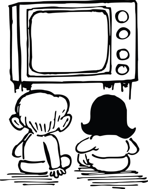 clipart  kids watching tv