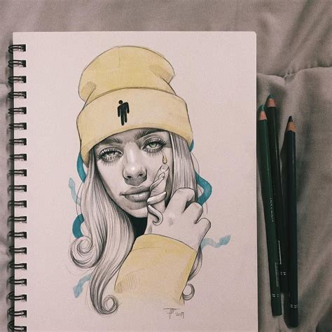 image    person drawing sketch book billie eilish art sketches