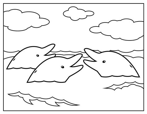 dolphins   surface water coloring pages  kids bx
