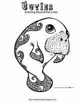 Cuties Manatee Coloriages Animali sketch template