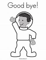Coloring Bye Good Cartoon Goodbye Clipart Waving Pages Astronaut Cliparts Hello Colouring Outline Print Twistynoodle sketch template