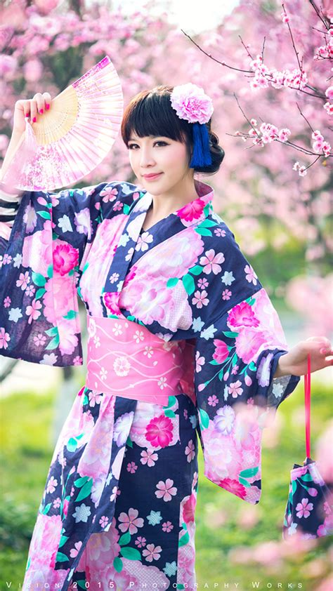 pretty girl wearing  kimono android wallpaper android hd wallpapers