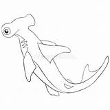 Coloring Shark Hammerhead Adult Stock Illustration Preview sketch template