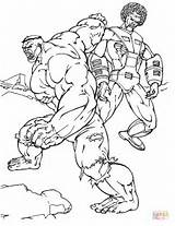 Hulk Coloring Pages Fighting Fight Color Printable Superhero Drawing Supercoloring sketch template