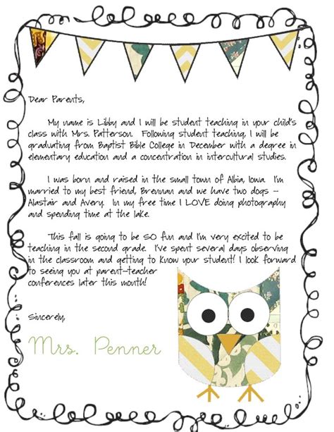 student teacher introduction letter images  pinterest