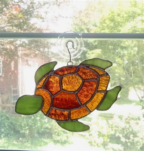 stained glass turtle suncatcher turtle ornament beach