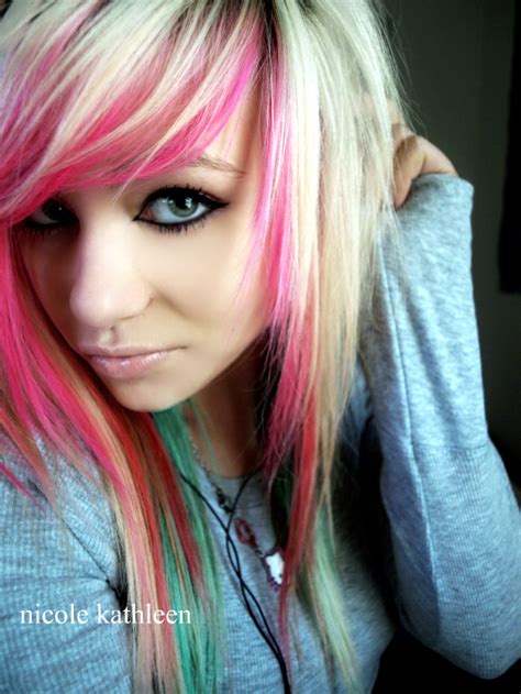cute emo eyeliner gorgeous pink hair image 71854 on