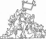 Coloring Piling Designlooter Tangle Cats sketch template