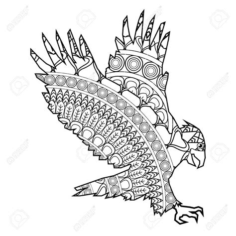 simple flat design mandala eagle icon vector illustration coloring