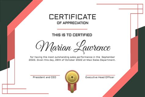 black  red frame certificate certificate template