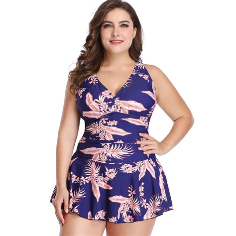 Plus Size Swimsuit For Women Tummy Control Swimdress Two Piece
