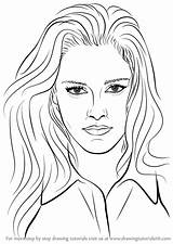 Step Kristen Stewart Drawing Draw Celebrities Imprimer Coloriage Beginners Learn Tutorials sketch template