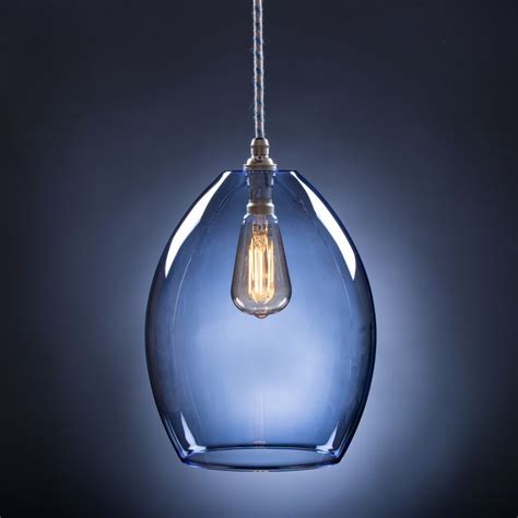 Stunning Hand Blown Glass Pendant Light In Gorgeous Pale Blue This