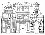 Coloring Village Christmas Pages Drawing Printable Villages Color Children Colouring House Adult Adults Drawings Cute Houses Draw Sheets Drawn Scenes sketch template