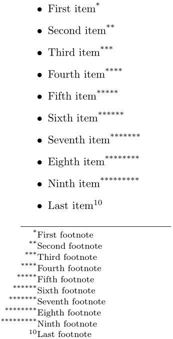 footnote symbols  writing