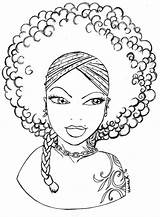 Coloring Pages Girl Afro Girls Hair African Curly American Adult Printable Drawing Sheets Color Shondra Journals Natural Wavy Book Print sketch template