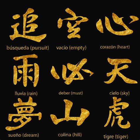 japanese kanji symbols gold