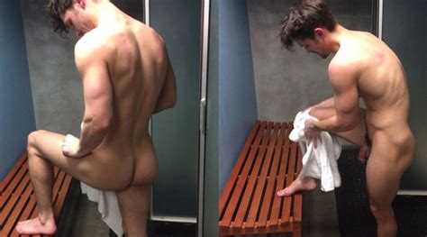 gym buddy with nice cock caught drying off after showers my own private locker room
