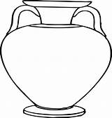 Vase Ancient Coloring Flower Greece Clip Outline Greek Clker Vases sketch template