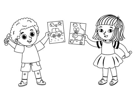 child drawing clipart black  white