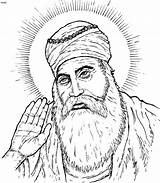 Nanak Dev Guru Sikh Dharam Founder Sikhism sketch template